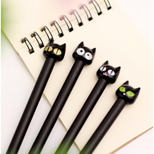 4pcs/Lot 0.5mm Cute Kawaii Cat Gel Pen School Office Writing Supplies Korean Stationery Japanese For Kids Boys Girls Student