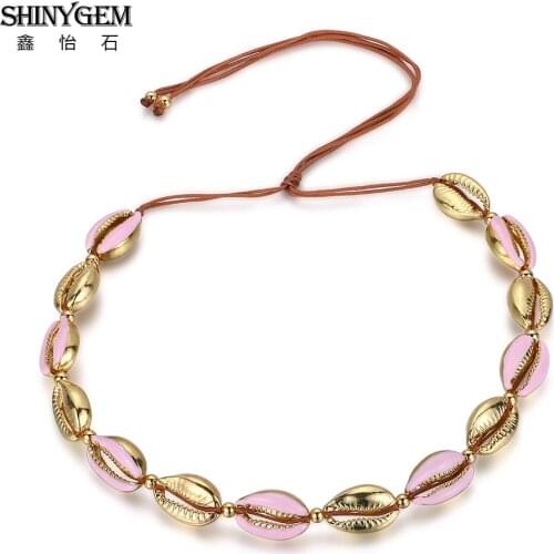 ShinyGem Adjustable Handmade Gold Colour & Multicolor Seashell Necklace Bohemian ZA Boho Statement Necklaces For Women 2020