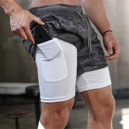 Summer Camo Running Shorts Men 2 In 1 Sports Jogging Fitness Shorts Quick Dry Mens Training Sports Shorts Male Workout Gym Short