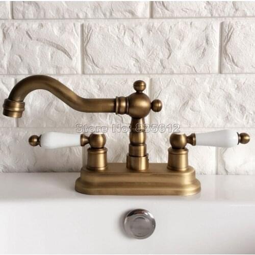 Bathroom Basin Tap Antique Brass Bathroom Accessories Hot Cold Water Mixer Sink Faucet Wan062