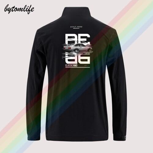 Toyota AE86 CarAnime Initial D Fujiwara Takumi HachiRoku Slim Sport Jacket Mens Windbreaker Back Printing Jacket Asian Size