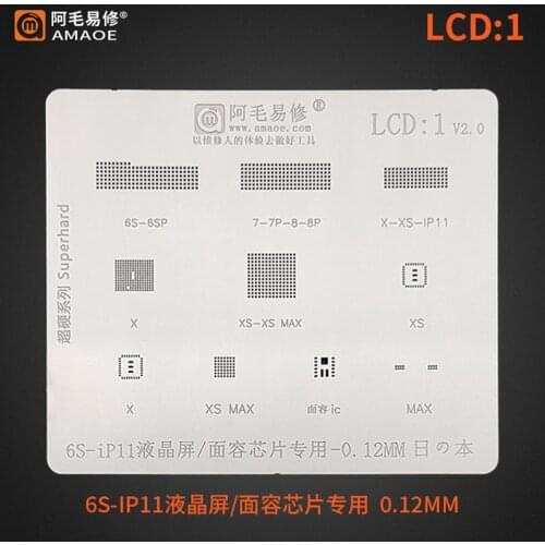 Amaoe LCD1 BGA Reballing Stencil For Iphone 6S 6SP 7 7P 8 8P XR XS Max 11 12 Pro MIni LCD Display Face Dot IC Chip Tin Plant Net