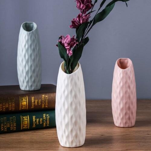 Flower Vase Nordic Plastic Vase Anti-drop Simple Flower Pot Home White Imitation Ceramic Flower Pot Flower Basket