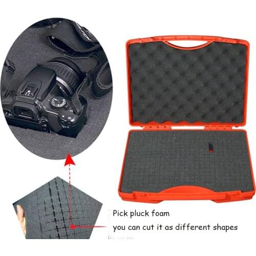 Internal 33*22*7.5cm light weight plastic hard tool case with pick pluck foam