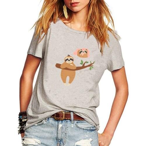 Funny Sloth dreaming Print T Shirt Women Casual Loose Tshirt New Short Sleeve O-Neck Female Tops 5 Colors Hot Woman Clothes