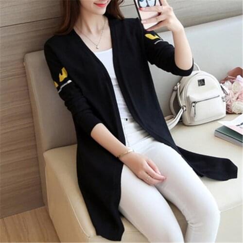 Womens sweater coat 2019 spring and autumn new spring fashion ladies cardigan sweater ladys long section knitted thin coat 788