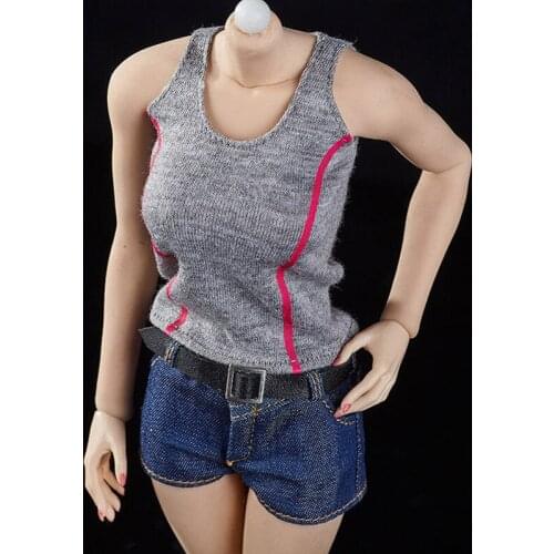 1:6 Ladies Doll Costume Real People Not Available Summer Hot Pants Vest Sports Vest Denim Shorts Womens Suit In Stock