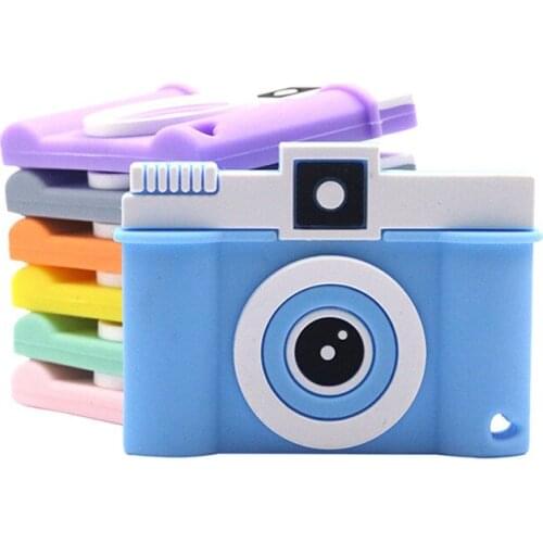 New 1pcs Camera Silicon Beads Baby Bite Care Teether Bpa Free Silicone Teethers Teething Toys Fashion Ecofriendly Christmas Gift