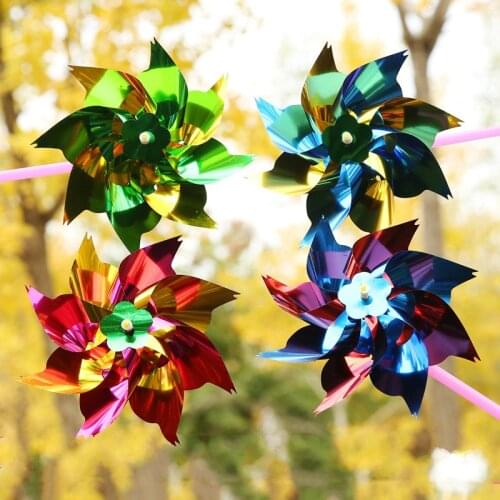 10pcs Children Garden toys Windmill Colorful Decoration DIY Handmade class Wind Spinner Outdoor Toy Gift for kids moulin a vent