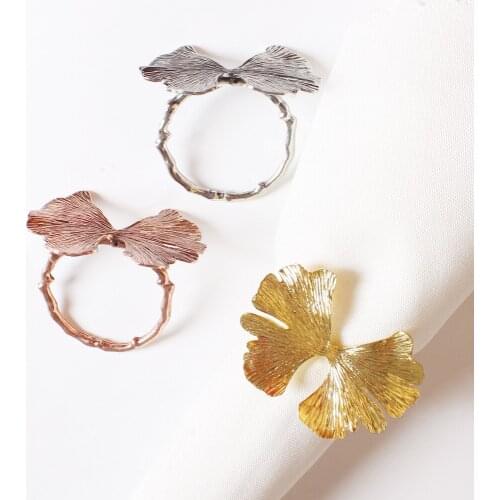 10pcs/lot New vintage maple leaf napkin buckle Red bronze leaf napkin ring Forest series wedding napkin ring