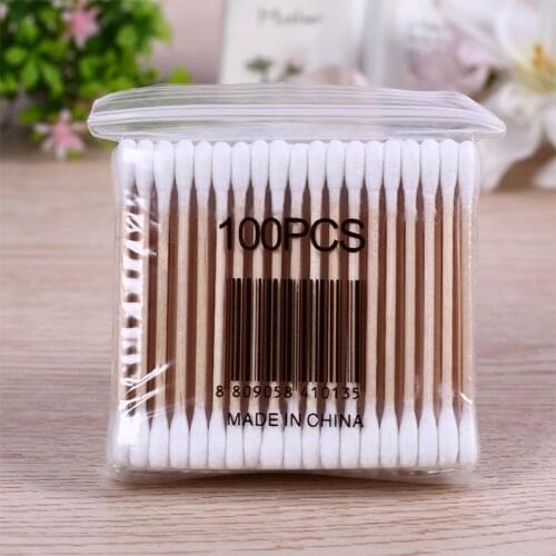 100pcs Double Head Disposable Cotton Swab Micro Brushes Baby Care Soft Wood Sticks Swabs Ear Clean Tampons Pampons Cotonete