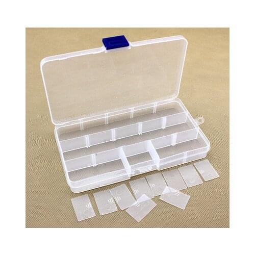 15 Slots Adjustable Plastic Fishing Lure Hook Tackle Box Storage Case Portable Tackle Jewelry Organizer Fishing Gear Boxes