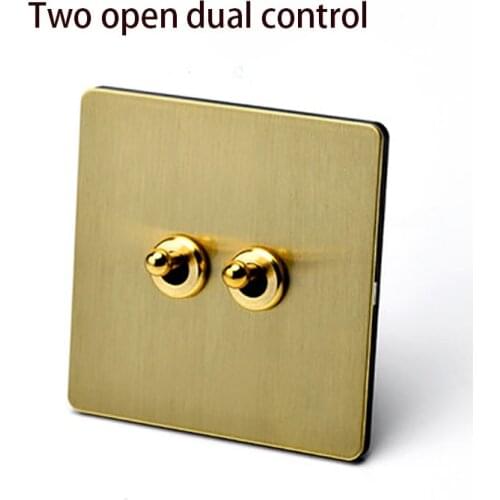2 pcs 86 type home improvement light luxury style brass wire drawing switch industrial retro style lever switch