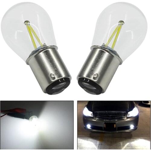 2pcs Car Led Brake Lights Bulb Super Bright 12V COB Filament Auto Parking Lamp Reverse Bulb 6000K Vehicle Turning Lamp