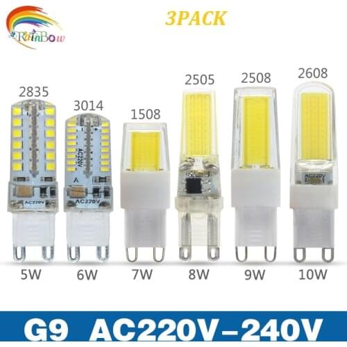 3PCS G9 LED Lamp 6W 7W 9W 10W Corn Bulb AC 220V SMD 2835 3014 48 64Leds Lampada G4 LED light 360 Degrees Replace Halogen Lamp