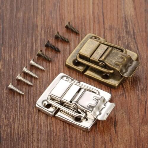 30*36mm Vintage Lock Jewelry Wood Box Toggle Latch Hasp Drawer Latches Suitcases Buckle Clasp Furniture Hardware With Screws