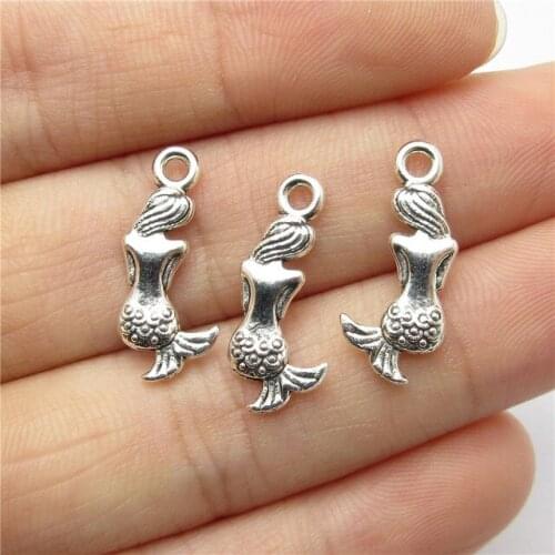 30pcs/pack 20*9mm Mermaid Tibetan Silver Charm European pendant fit for Bracelet Necklace Jewelry Accessories