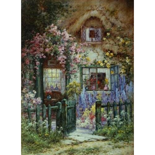 Free shipping Mediterranean style flower house landscape oil painting canvas painting prints on canvas art decoration pictures