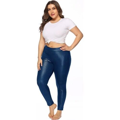 Woman Trousers Gold Glitter Shiny Pants Sexy Clubwear Elastic Sportswear Casual Plus Size Pants Compression Blue Sweat Pants 5xl