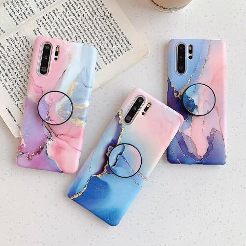 LOVECOM Classic Marble Phone Case For Huawei P40 Pro P30 P20 Lite Pro Mate 30 20 Pro Flexible Folded Holder Soft Back Cover