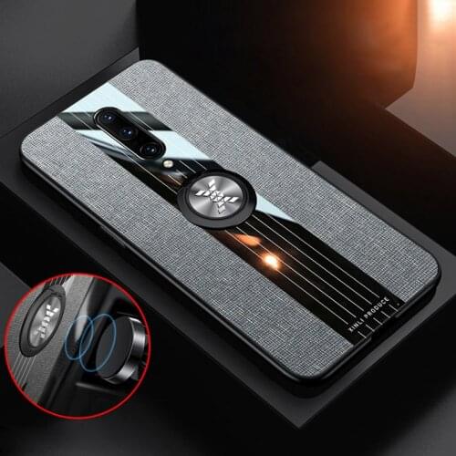 For Oneplus 8 Pro Ring Holder Case On Oneplus 8 7T 6 6T 7 Pro Fabric Bumper For One Plus Car Magnetic Holder Leather Phone Cover