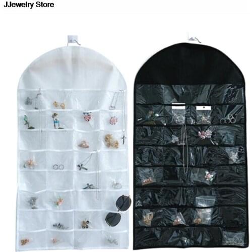 New 32 Pockets Dual Sided Jewellery Storage Display Pouch Jewelry Hanging Organizer Earring Necklace Jewelry Display Holder