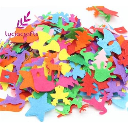 Lucia crafts Random Mixed 100pcs/lot Felt Craft Non Woven Patch Applique DIY Felt Pad Kindergarten Decor Wall Sticker B0533