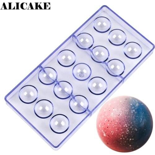 15 Cavity Polycarbonate Chocolate Moulds for Smooth Ball 32mm Sphere Pastry Chef Baking Mold Fondant Cake Decorating Tools