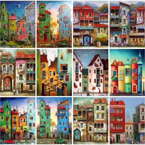 Huacan 5D DIY Diamond Painting Cartoon Diamond Embroidery Cross Stitch House Mosaic Sale Childrens Room Decor