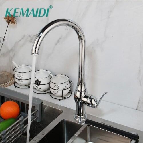 KEMAIDI Kitchen Chrome Bathroom Basin Sink Water Vessel Lavatory Tap Mixer Faucet 360 Swivel Deck Mount Single Handle Rotated