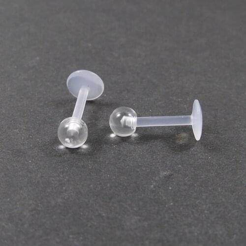 2 Pieces 14G 1.6mm Clear Transparent Invisible Flexible Tragus Lip Ring Labret Body Piercing Jewelry