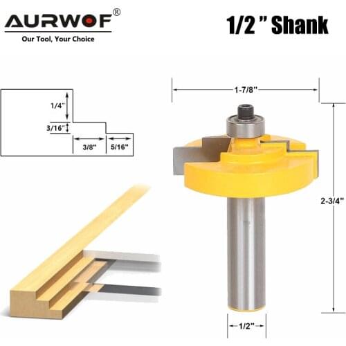 LAVIE 1pc 12mm 1/2" Shank Picture Frame Stepped Rabbet Molding Router Bit Carbide Tipped Milling Cutter for Wood Cutting MC03097
