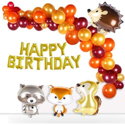Woodland Baby Shower Balloon Garland Hedgehog, Squirrel, Fox, Raccoon Creature Balloons for Boys Girls Birthday Party Decoration