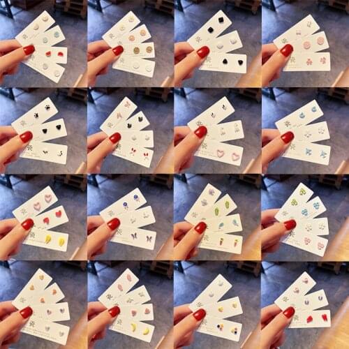 Small Earrings Stud Earrings Mixed Geometric Korean Pearl Earring Set for Women Girls Fashion Jewelry 2021 kolczyki damskie