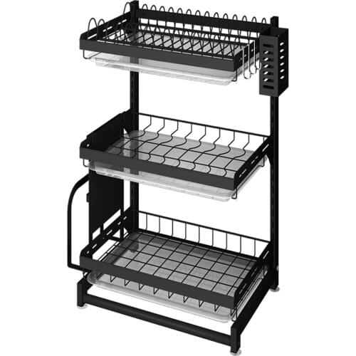 Multifunction Drying Rack Stainless Steel Kitchen Cup Holder Storage Shelf Kitchen Support Wall Hooks for Pot and Pan Dish Dryer