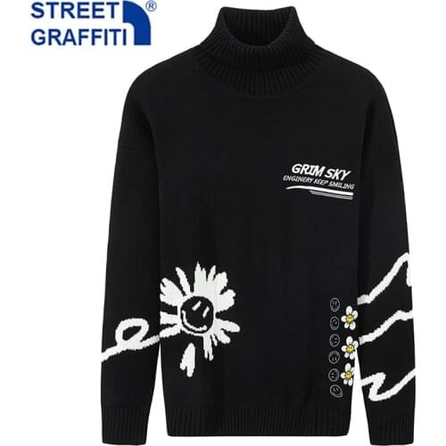 Men Autumn New Casual Cotton Hip Hop Sweater Pullovers Men Spring Fashion High-Neck Knitted Sweater Jumpers Streetwear Sweaters