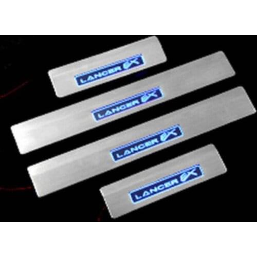 Stainless Steel LED Side Door Sill Threshold Scuff Plate 2008-2013 For Mitsubishi Lancer Car styling 4pcs