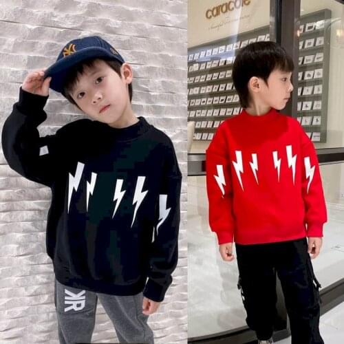 2021 spring new childrens clothing lightning wool ring collar Japanese tide brand high-end childrens clothing long sleeve tops