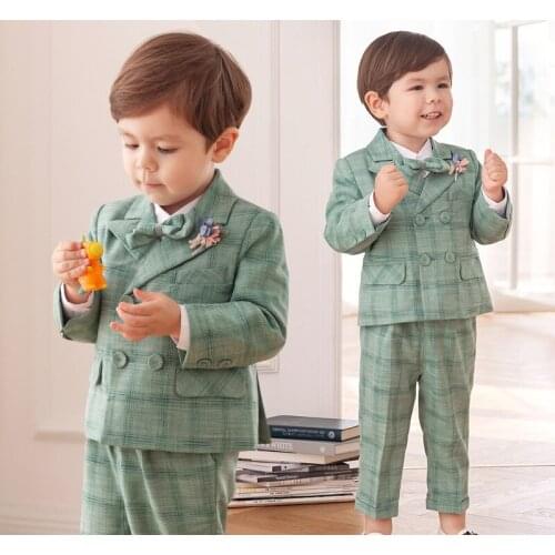 BABY Boys Jacket+Pants Bowtie 3pcs Wedding Suit Little prince Gentleman Kids Birthday Dress Children Party Costume