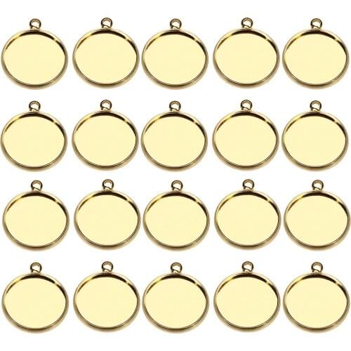 20x Solid Brass Pendant Cabochon Setting Bezels Cameo Charm Blank Trays