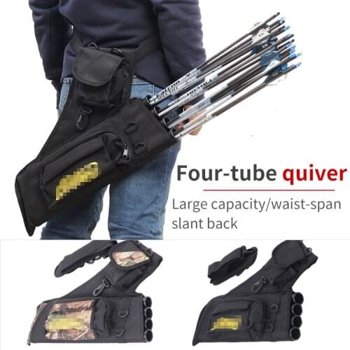 Waist Quiver Four Tube Quiver Detachable Pipe Adjustable Shoulder Strap And Belt Can Hold 30 Arrows for Archery Shooting