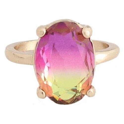 R1504 ZWPON Colorful Crystal Oval Rings for Women Fashion Gold Color Finger Ring Faceted Stone Rings Jewelry Wholesale
