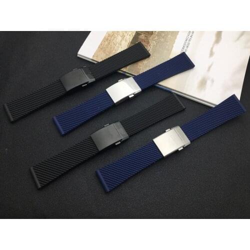 Brand quality dark blue Black soft Silicone Rubber Watch band 24mm WatchBand Bracelet For navitimer/avenger for Breitling strap