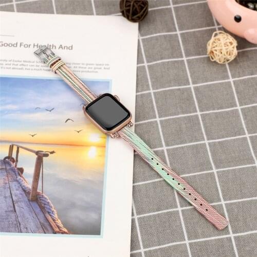 For apple watch 6 se band 40mm 44mm slim fabric women strap for iwatch bands series 5 4 3 38mm 42mm watchband Girls smartstrap