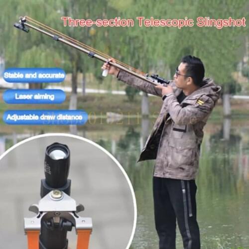 Powerful telescopic straight rod slingshot flat leather catapult for outdoor hunting and shooting games 2021 new