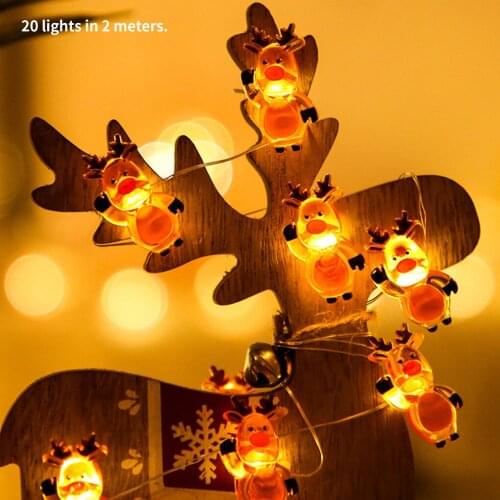 Christmas LED Light String Home Office Holiday Glowing Lamp String Ornament Santa Claus Snowman Bells Elk Sock Tree Rainbow