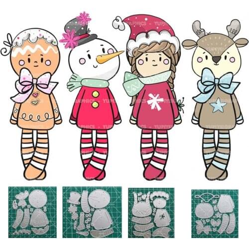 Christmas Ginger Snowman Metal Cutting Dies Layering Die for brithday card making