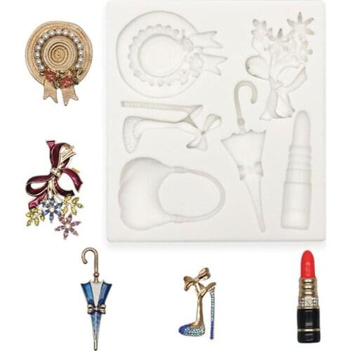 Diy Bag Lipstick High Heels Shape Chocolate Cake Baking Mold Hat Bowknot Fondant Silicone Mold Cake Decorating Tools Resin Mold