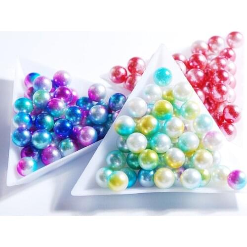 Blue/Green/Siam Gradient Color ABS 6mm 8mm 10mm No Hole Round Pearl Clothing Jewelry DIY Accessories Loose Beads