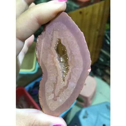 Trendy 1pcs Druzy Pink Jewlery Making Suppliers Slab Gems Stone Necklaces for Dinnder Fashion Design